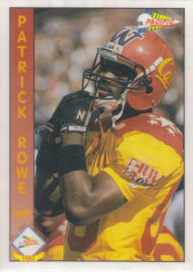 Patrick Rowe Rookie 1992 Pacific #327 football card